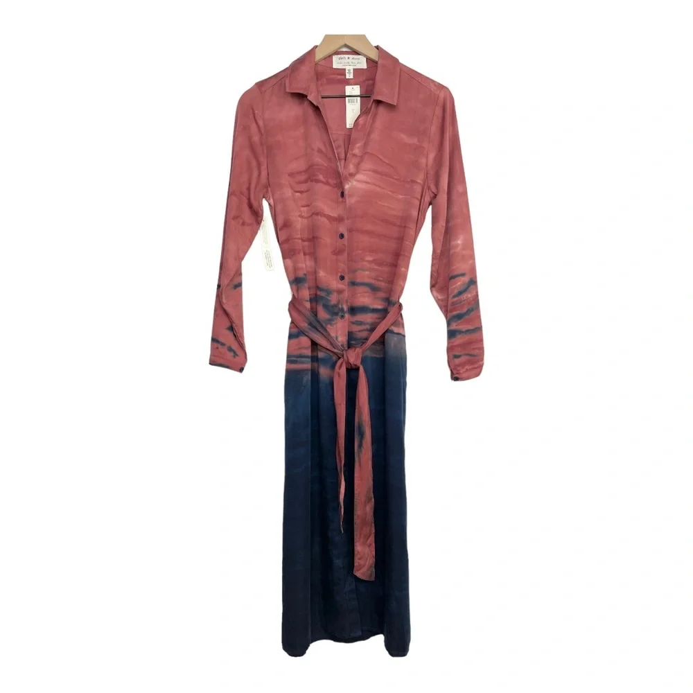 NWT Anthropologie Cloth & Stone Claudia Tie-Dye Maxi Shirtdress - Picture 2 of 12